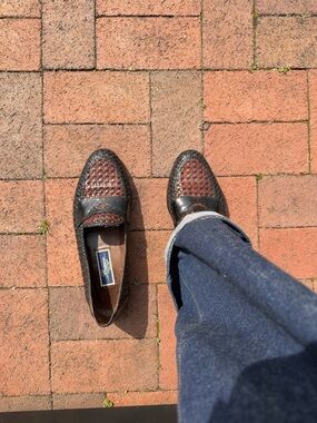 Cole Haan Brown Woven Leather Slip-On Loafers
